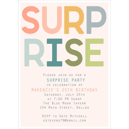 Pink Colorful Surprise Invitations